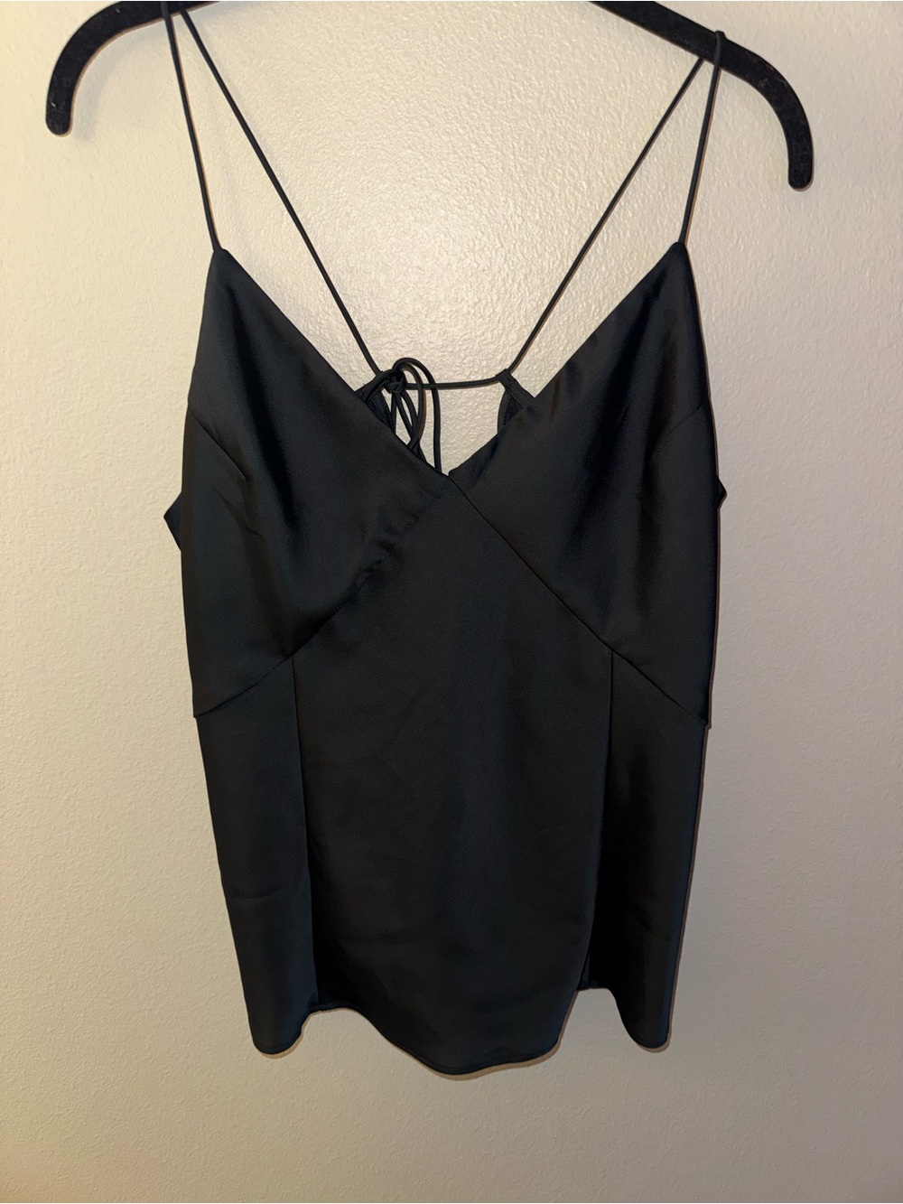 a new day Black Satin V-Neck Strappy Camisole Women's Latge